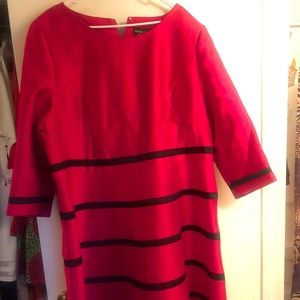 Red dress with black stripes